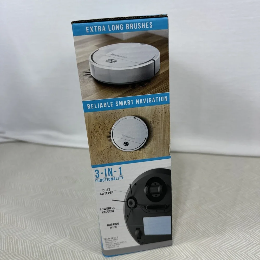 Brookstone Robotic Vacuum Cleaner 3 In 1 Designed For Hard Surfaces Sweeps Dusts